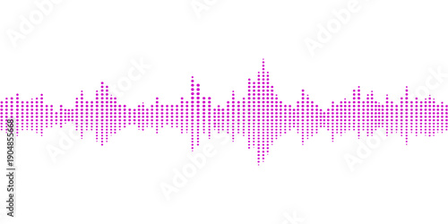 A vibrant digital music equalizer background featuring a stylized sound wave vector illustration that blends audio frequency lines with a medical EKG heartbeat pulse graph design