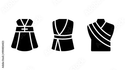 Vector Illustration Of Different Toga Styles On Mannequins For Ancient Costume Design
