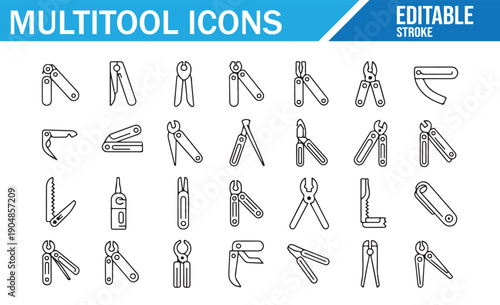 Modern Handy Tool Line Art Symbols.