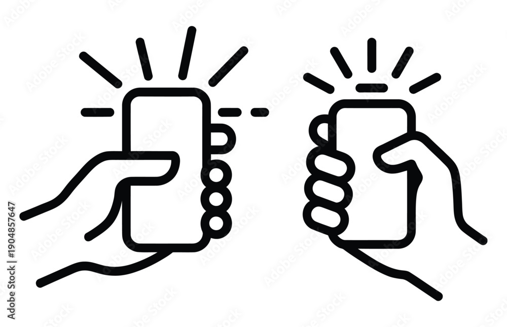 Obraz premium Two hands fist bumping a smartphone in a vector illustration style