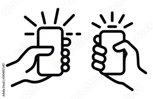 Two hands fist bumping a smartphone in a vector illustration style