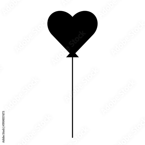 ハート型風船のモダンなシルエットアイコン