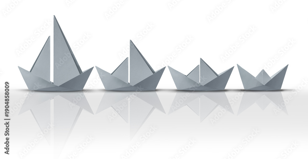 Fototapeta premium Scaling Down Business Concept as a motivational financial lifestyle austerity metaphor for downsizing and reducing your budget or personal budgeting and living a more frugal life as complex and expens