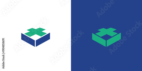 The medicine box logo design is unique and modern