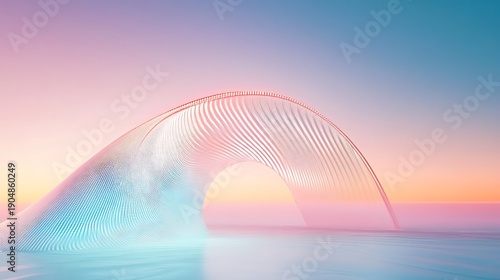 Glowing wave of light blue and pink colors at sunset high resolution image