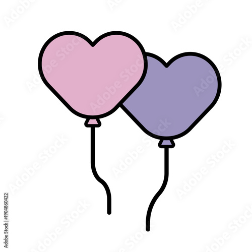 2つのハート型風船の装飾用カラーベクターイラスト	