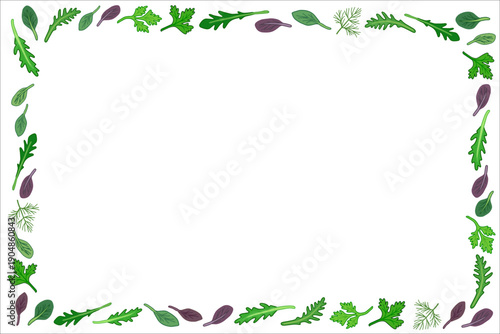 Vector frame of illustrated greenery. Основные RGB