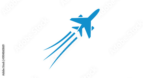 Blue Airplane Taking Off