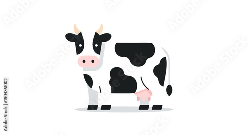 Cartoon cow with black spots standing