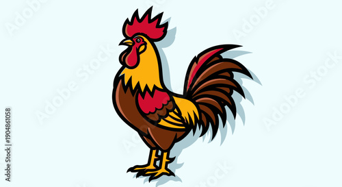 Colorful Cartoon Rooster Illustration