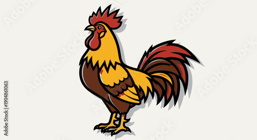 Colorful cartoon rooster illustration