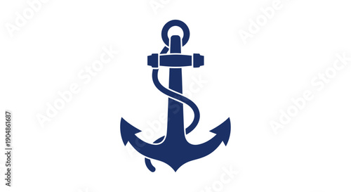 Navy blue anchor symbol on white background