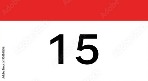 Number 15 on white and red background
