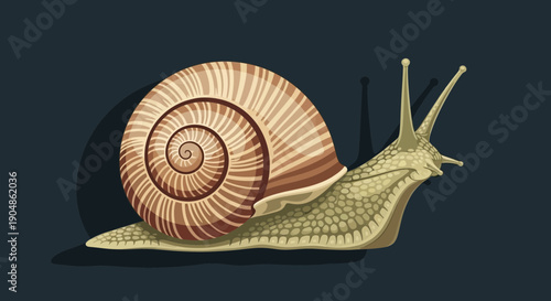 Snail illustration on dark background