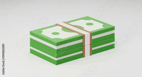Stacks of green banknotes