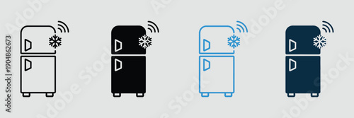 Smart Refrigerator Icon modern refrigerator vector illustration in multiple styles for home appliance design