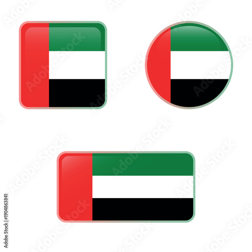 United Arab Emirates glossy icons set, national flag of the UAE