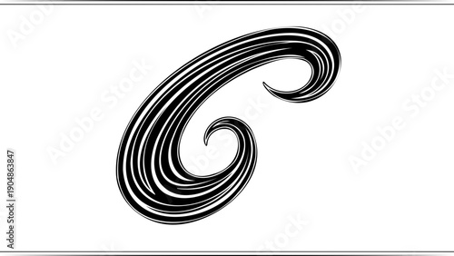 A minimalist black swirl vector graphic on a white background