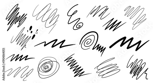 Hand Drawn Abstract Black Swirls and Lines 1.