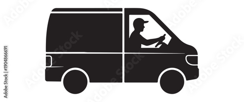 Delivery Van with Driver Silhouette