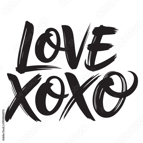 Brush Stroke "Love xoxo" Text Silhouette