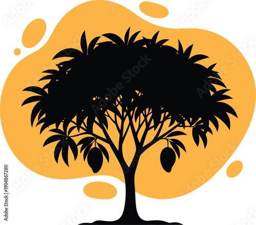 tree with orange background