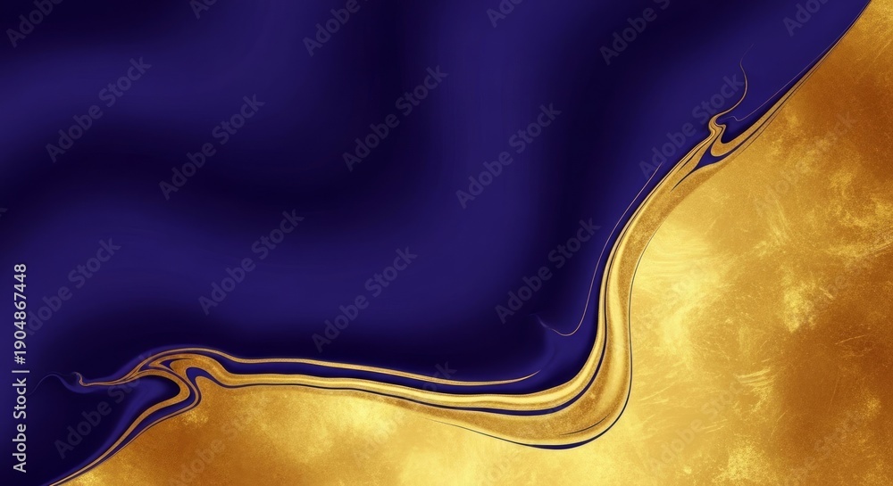 Obraz premium Abstract art piece with gold and dark blue colors