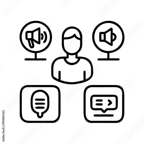 Modern communication icons for business and social interaction