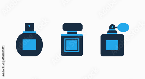 Cosmetics and beauty product icons: perfume bottles, fragrance, luxury, elegance, glamour, style, personal care, beauty, skincare, scent, aroma, cosmetic, liquid, container