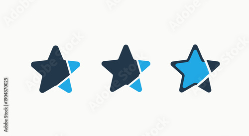 Three star rating icons with partial fill, representing customer feedback, product evaluation, and satisfaction levels.
