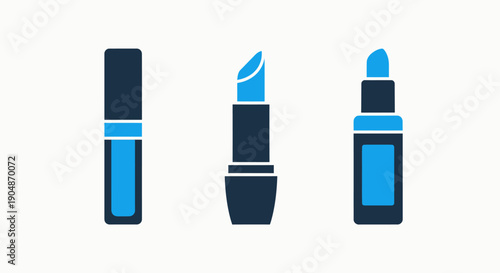 Cosmetics Icons: Lipstick, Lip Gloss, and Mascara for Beauty and Makeup Collection