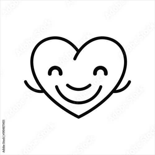 Simple and cheerful heart with a smiling face and rosy cheeks, conveying love, happiness, and positive emotions.