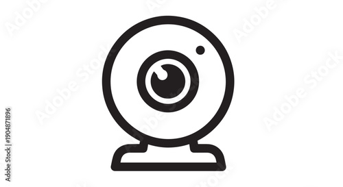 Simple black and white outline icon representing a desktop webcam device for digital communication