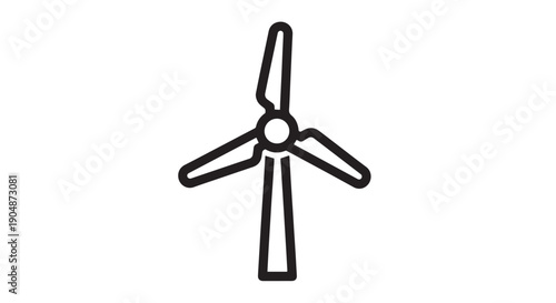 Simple black outline icon representing a modern wind turbine generating clean renewable electricity power