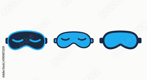 Sleep Mask Icons: Different Styles Representing Rest, Sleep, and Relaxation in Blue and Dark Blue