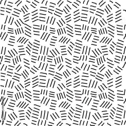 Hand-drawn black and white abstract geometric pattern with organic strokes. EPS10 vector background for textile, wallpaper, wrapping paper, apparel, and minimalist stationary design.