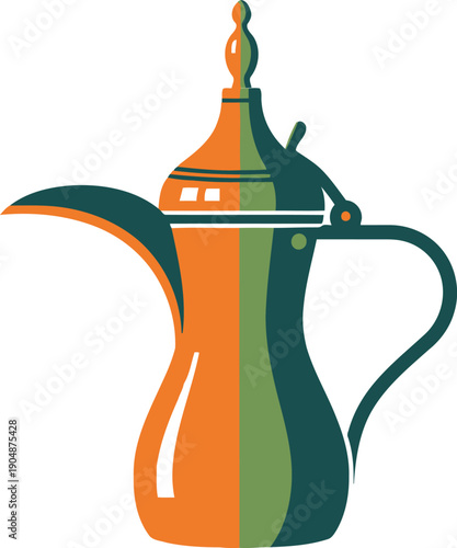 Stylish Retro Teapot Design in Vibrant Orange and Green Colors for Modern Kitchen Decor