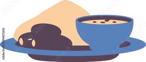 Delicious Traditional Meal with Rice, Beans, and Soup on a Plate