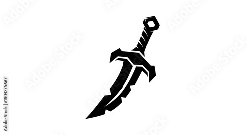 Black sword silhouette on white background
