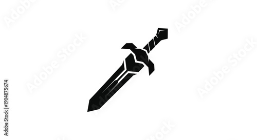 Black sword silhouette on white background