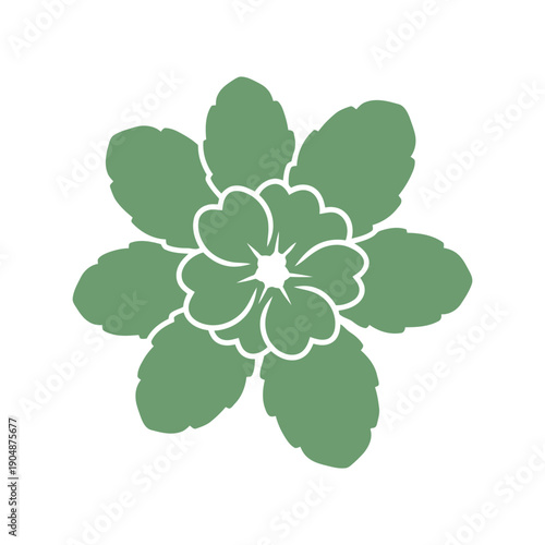 Green Mint Leaf Flower Vector Icon Isolated Botanical Herb Illustration