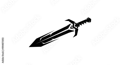 Black sword silhouette on white background