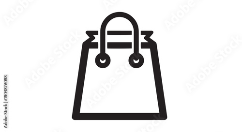 Simple black and white shopping bag icon representing commerce and retail transaction vector graphic