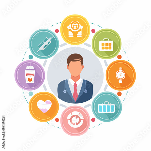 Healthcare surrounded by representing medical services and patient well-being