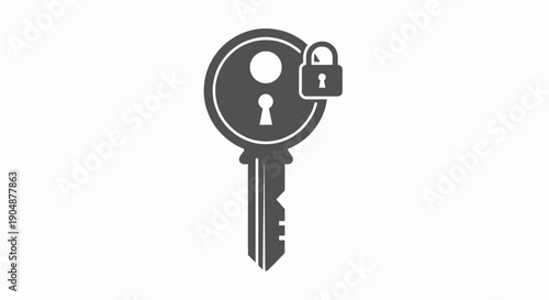 Key with Lock and Keyhole Icon.
