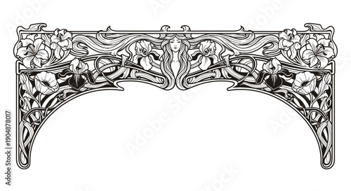 Ornate Archway with Floral Decorative Design.