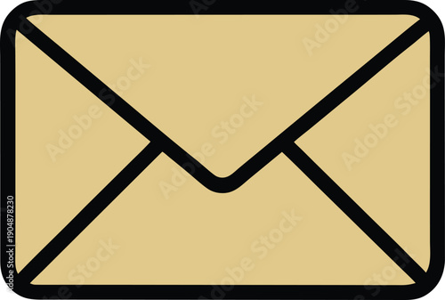 flat envelope mail icon in beige color isolated on white background
