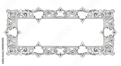 Ornate Rectangular Frame with Decorative Border.