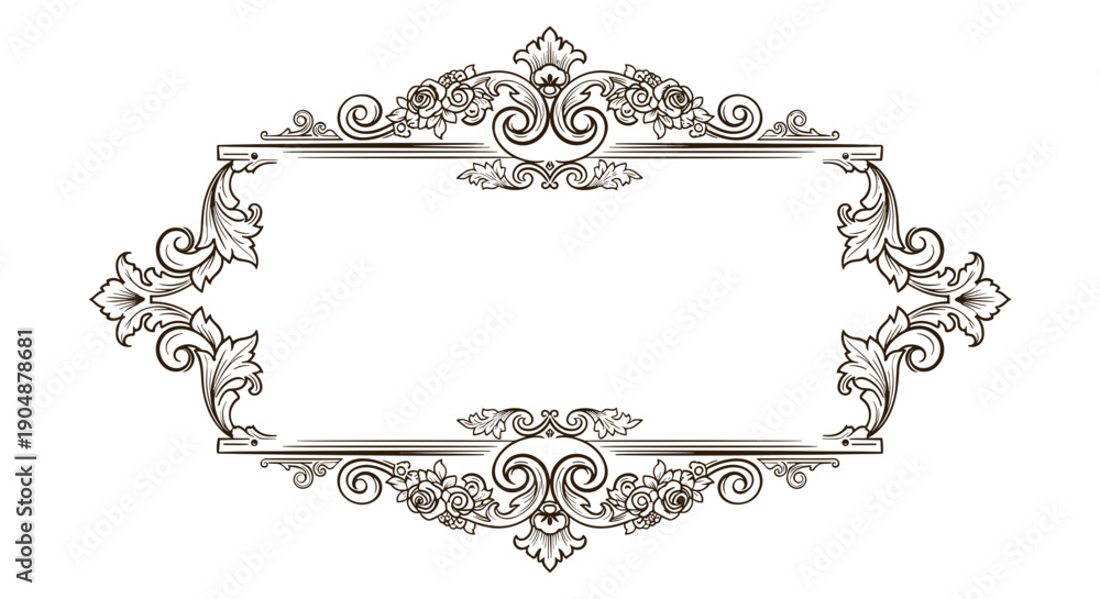 Fototapeta premium Ornate Vintage Frame with Floral Decorations 3.