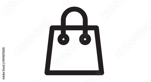 Simple black outline icon representing a shopping bag or retail purchase isolated against a white background
